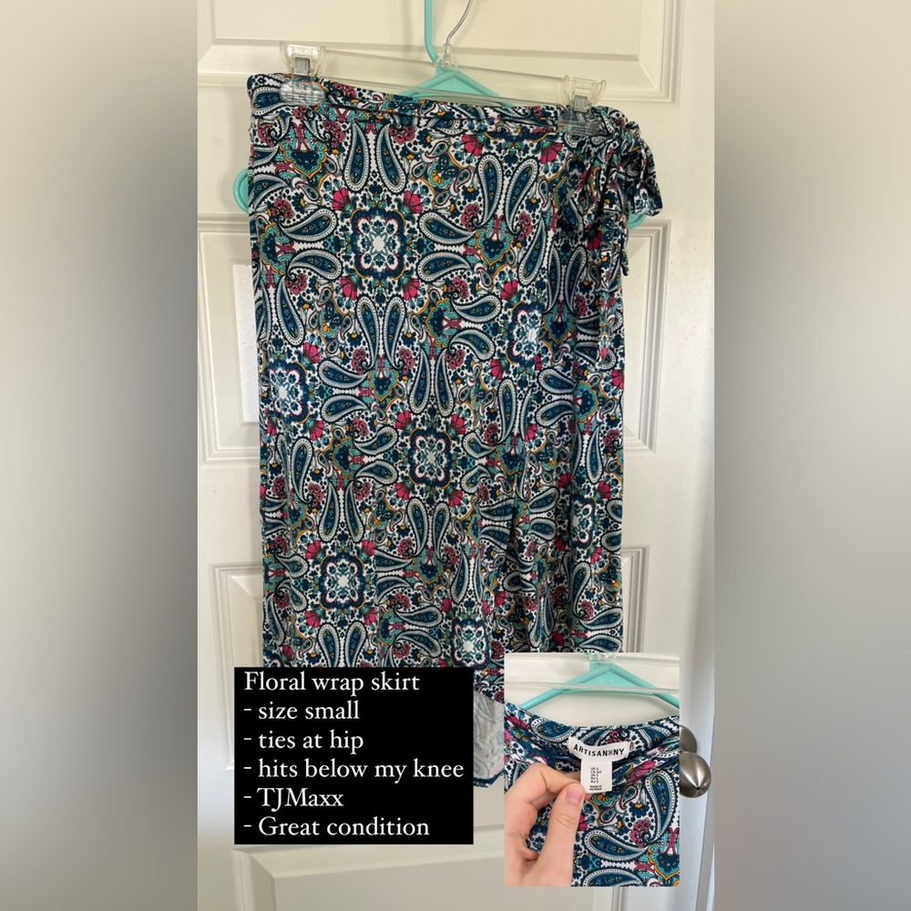 Floral wrap skirt; ties at hip